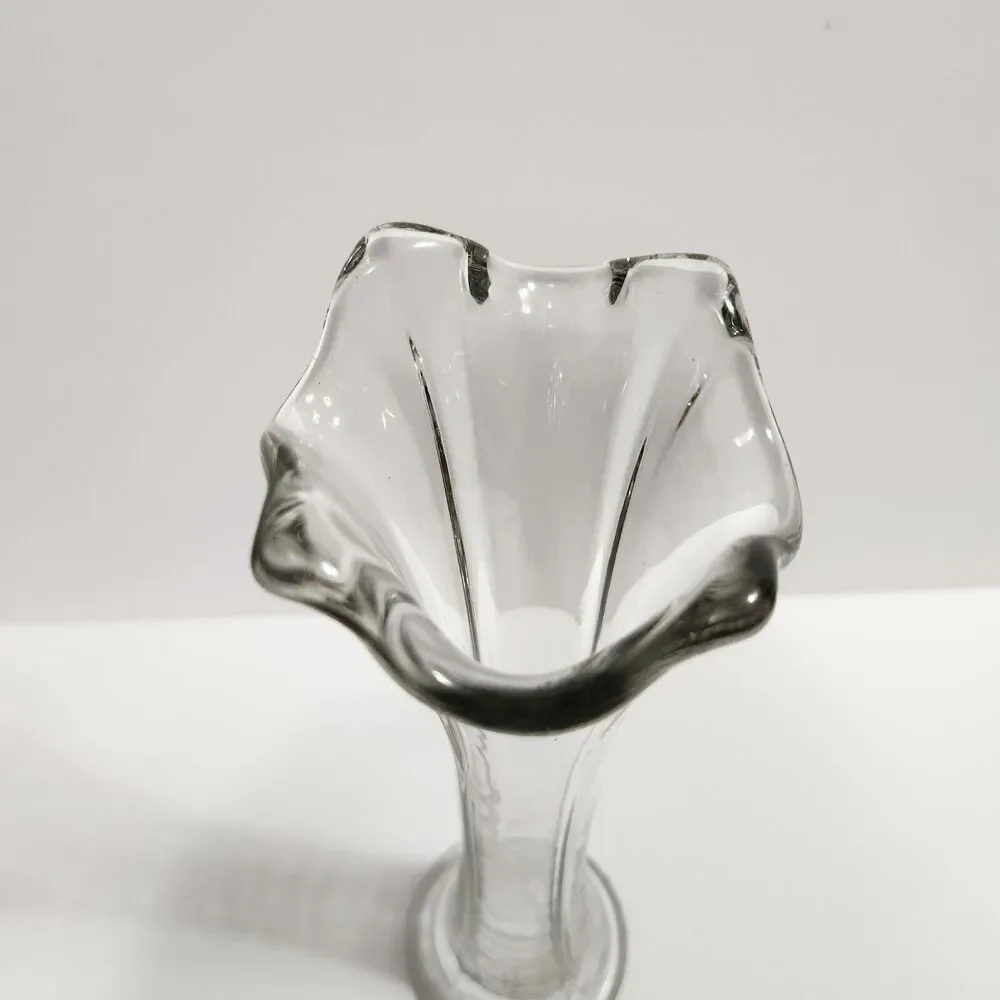 Vintage Clear Glass Swung Stretch Vase 10